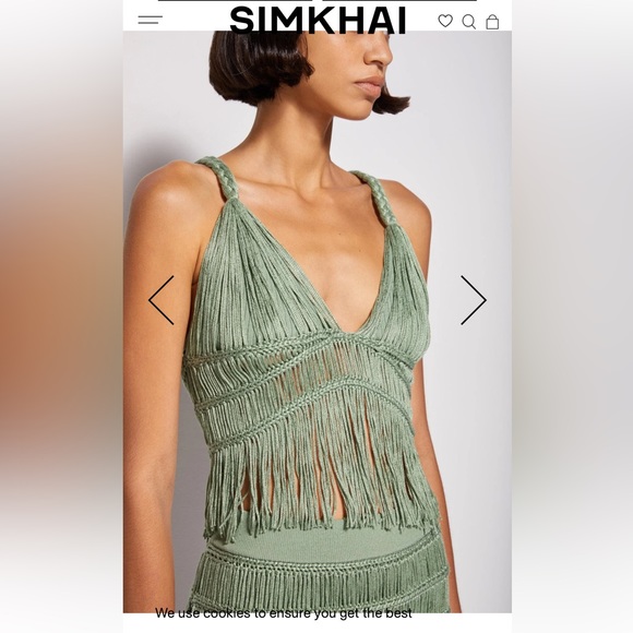 JONATHAN SIMKHAI Claudette Macrame Bralette & Cordelia Macrame Skirt S SET Jade - Picture 3 of 9